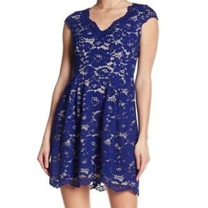Elegant Blue Lace Dress